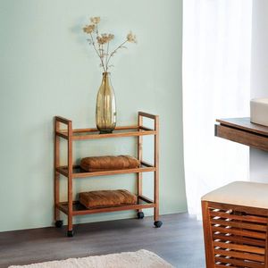 Organizator baie Fondi, Wenko, 65x31x76.5 cm, lemn acacia/sticla/plastic, maro/negru imagine
