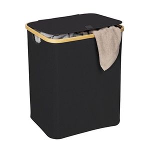 Cos pentru rufe Ecori, Wenko, 41x33x50 cm, poliester, negru/natur imagine