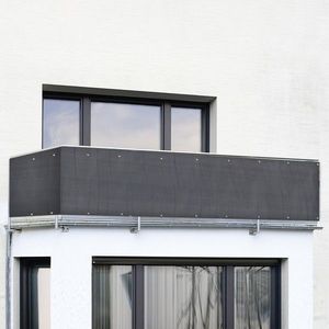 Folie paravan pentru balcon si gradina Anthrazit Uni, Maximex, 500x85 cm, PVC/poliamida, antracit/negru imagine