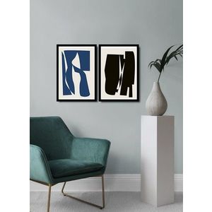 Set 2 tablouri decorative, Alpha Wall, Black & Blue, 36x51 cm imagine