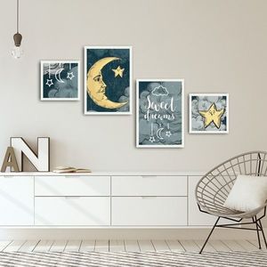 Set 4 tablouri decorative, Alpha Wall, Sweet Dreams, 30x30/35x50 cm imagine