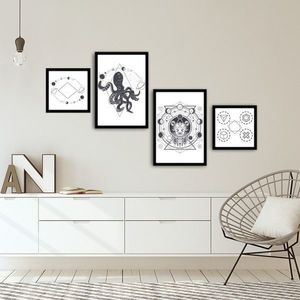 Set 4 tablouri decorative, Alpha Wall, The making of the Universe, 30x30/35x50 cm imagine