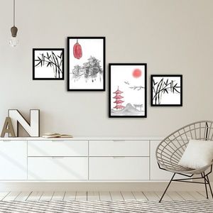 Set 4 tablouri decorative, Alpha Wall, Rising Sun, 30x30/35x50 cm imagine