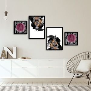 Set 4 tablouri decorative, Alpha Wall, In my Dreams, 30x30/35x50 cm imagine