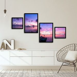 Set 4 tablouri decorative, Alpha Wall, Wander, 30x30/35x50 cm imagine