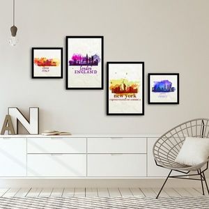 Set 4 tablouri decorative, Alpha Wall, Big Cities, 30x30/35x50 cm imagine