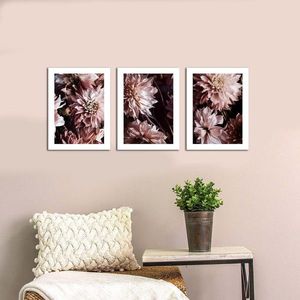 Set 3 tablouri decorative, Alpha Wall, Pastel Flowers, 30x40 cm imagine