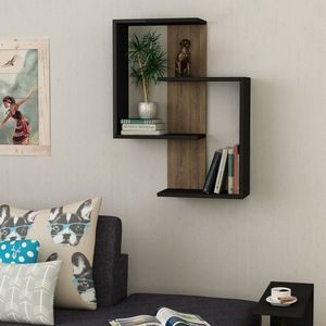 Raft pentru perete, Homitis, Paranoid - Anthracite, Dark Oak, 20x64x85 cm imagine