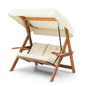Balansoar de gradina 2 locuri, Hudson, Galata Swing S2, 160x195x120 cm, Lemn, Crem imagine