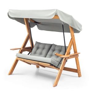 Balansoar de gradina 2 locuri, Hudson, Galata Swing S2, 160x195x120 cm, Lemn, Gri imagine