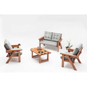 Set mobilier de gradina, Hudson, Abant (2+1+1), Lemn, Gri/Nuc imagine