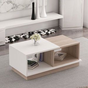 Masuta de cafea, Inarch, Viyana, 90x36x45 cm, PAL, Alb / Stejar imagine