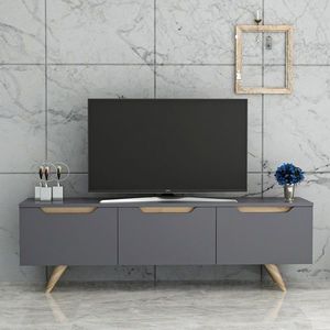 Comoda TV, Inarch, Prag, 150x44x35 cm, PAL, Antracit / Stejar imagine