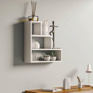 Raft de perete, Kalune Design, Piramit, 62x62x18 cm, PAL, Alb imagine