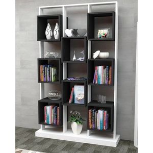 Biblioteca Edge, Decorotika, 120x29.5x188 cm, alb/negru imagine