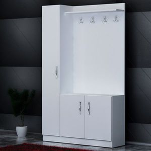 Cuier si pantofar Naturel, Decorotika, 110x31.8x180 cm, alb imagine