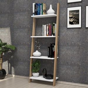 Biblioteca Fayko, Puqa Design, 49x25x140 cm, alb/bej imagine