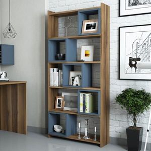 Biblioteca Box, Hommy Craft, 80x22x170 cm, maro/albastru imagine