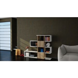 Biblioteca Karlin, Moblert, 120x19.5x109 cm, alb/maro imagine