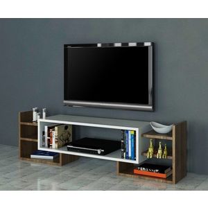 Comoda TV Sema, Moblert, 115x38.2x29.6 cm, alb/maro imagine