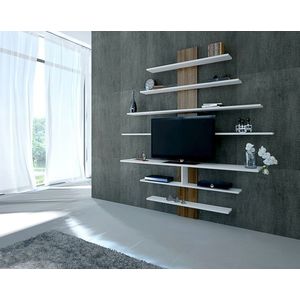 Comoda TV Zebra, Moblert, 160x30x120 cm, alb/maro imagine