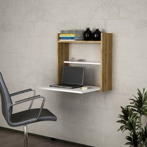 Birou Laptop, Woody Fashion, 60x19.6x60 cm, alb/maro imagine