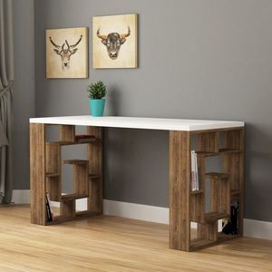 Birou Maze, Decortie, 140x60x75 cm, alb/bej inchis imagine