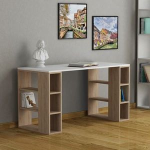 Birou Colmar, Decortie, 140x60x75 cm, alb/bej imagine