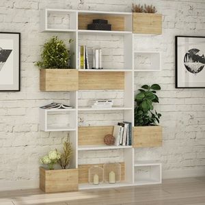 Biblioteca Niho, Decortie, 120x20x171 cm, alb/bej imagine