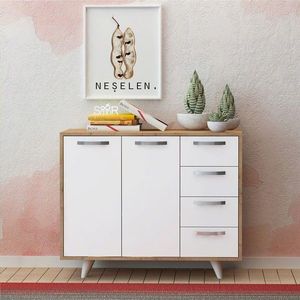 Dulap multifunctional, Mod Design, Waga, 100x82x35 cm, PAL, Stejar / Alb imagine