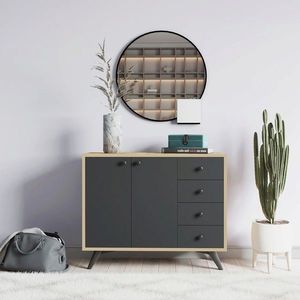 Dulap multifunctional, Mod Design, Waga, 100x82x35 cm, PAL, Stejar / Antracit imagine