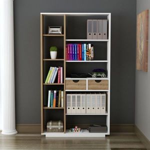 Biblioteca Luma, Ametti, 80.4 x 25 x 188.6 cm, alb/walnut imagine