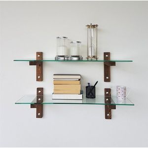 Set 2 rafturi de perete R200, Neostill, 85 x 25 x 25 cm, walnut imagine
