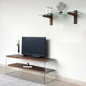 Comoda TV cu raft de perete Neostill TV104, 120 x 45 cm/85 x 25 cm, walnut imagine