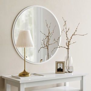 Oglinda decorativa, Neostill, Dekoratif Yuvarlak Ayna Beyaz A706, 60x60x2 cm, MDF , Alb imagine