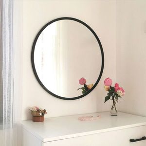 Oglinda decorativa, Neostill, Siyah Metal Çerçeve Yuvarlak Ayna A710, 60x60x2 cm, Metal, Negru imagine