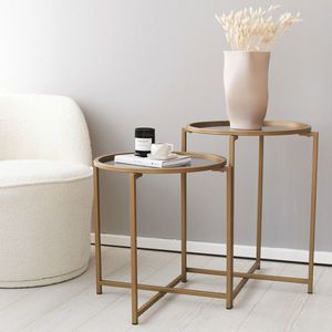 Masuta de cafea, Neostill, S407K, 50x50x50 cm, Sticla temperata, Aur / Fume imagine