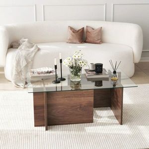 Masuta de cafea, Neostill, New Escape, 105x40x65 cm, Sticla temperata , Maro imagine