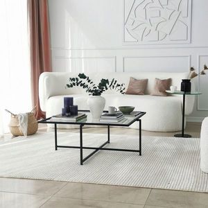 Masuta de cafea, Neostill, Sun S409, 85x35x85 cm, Sticla temperata, Negru imagine