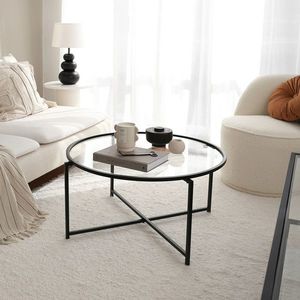 Masuta de cafea, Neostill, Sun S403, 83x40x83 cm, Sticla temperata, Negru mat imagine