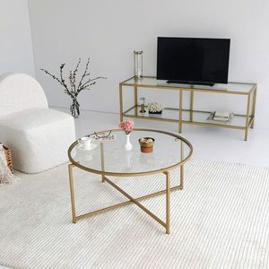 Masuta de cafea, Neostill, Gold Sun S404, 83x40x83 cm, Sticla temperata , Auriu imagine