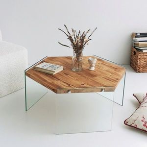 Masuta de cafea, Neostill, Hexagon S304, 80x35x70 cm, Lemn, Stejar imagine