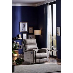 Fotoliu cu recliner, Niron, Joyful TV, 80x105x80 cm, Recliner cu mecanism manual si rotatie la 360°, Gri imagine
