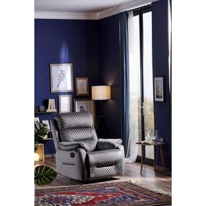 Fotoliu cu recliner, Niron, Trone TV, 80x105x80 cm, Recliner cu mecanism manual si rotatie la 360°, Gri imagine