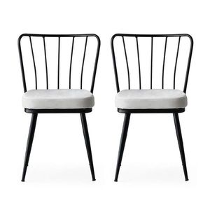 Set scaune 2 piese, Nmobb, Yıldız -940 V2, Metal, Negru imagine