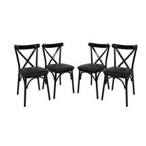 Set scaune 4 piese, Nmobb, Ekol 1331 V4, PAL, Negru imagine