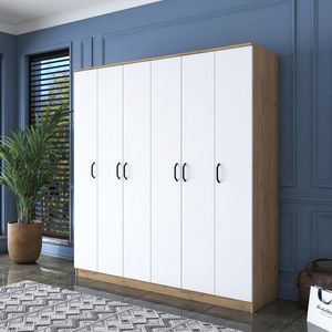 Dulap pentru haine, Rani, BA114, 180x190 cm, PAL, Nuc/Alb imagine
