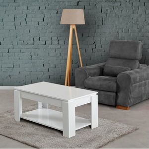 Masuta de cafea Shelf Shiny, Comforty, 104x56x47 cm, alb stralucitor imagine