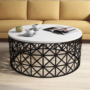Masuta de cafea Selin Metal, Hommy Craft, 90x90x38 cm, alb/negru imagine