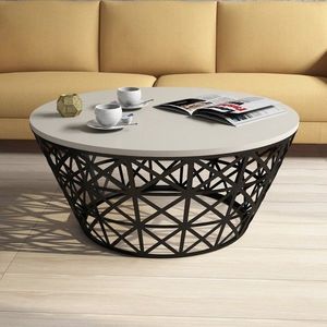 Masuta de cafea Stil Metal, Hommy Craft, 90x90x38 cm, cremnegru imagine